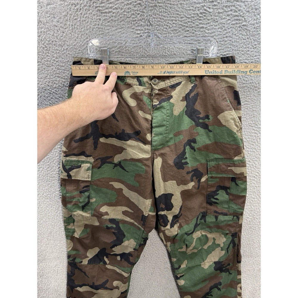 Vintage Military Pants Mens Large Short Camouflage Ripstop Cargo Woodland Camo - Picture 3 of 8